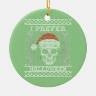 Ugly Christmas Sweater I Prefer Halloween Santa Ceramic Tree Decoration