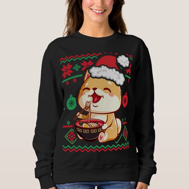 Ugly Christmas Sweater Kawaii Anime Shiba Inu Eati (Front)