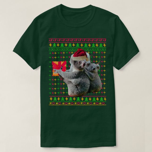 Ugly Christmas Sweater Koala Gift Funny Santa Hat  (Design Front)