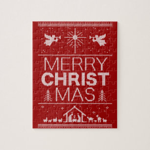 Ugly Christmas Sweater Merry ChristMas Christian Jigsaw Puzzle