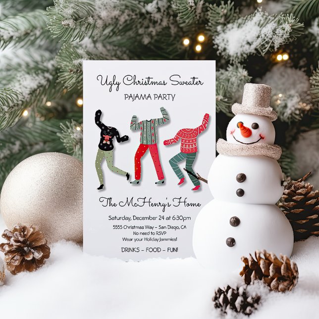 Ugly Christmas Sweater Pajama Party Invitation (Creator Uploaded)
