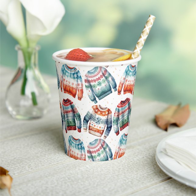 Ugly Christmas Sweater Paper Cups (Insitu)