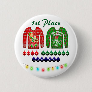 Ugly Christmas Sweater Party 1st Place Winner 6 Cm Round Badge