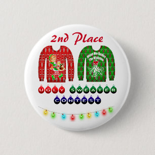 Ugly Christmas Sweater Party 2nd Place Winner 6 Cm Round Badge