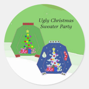 Ugly Christmas Sweater Party Classic Round Sticker