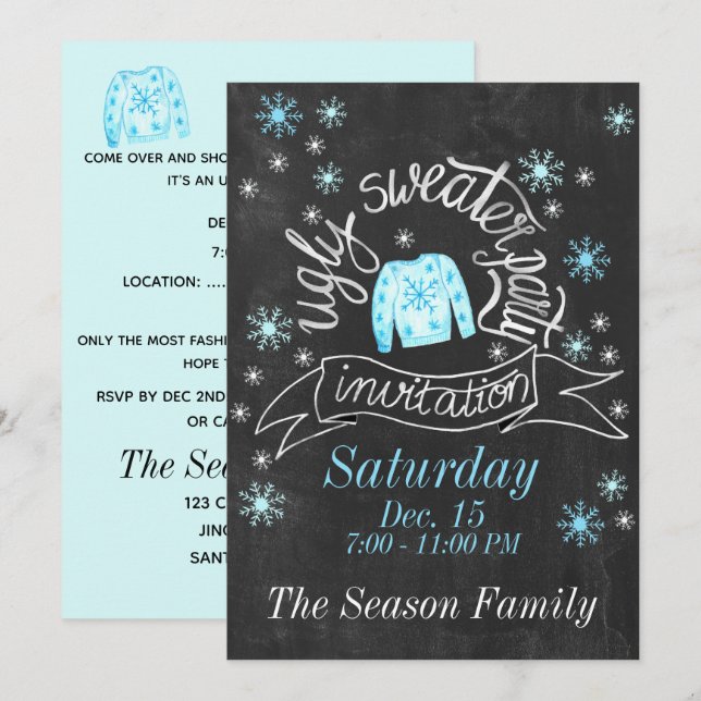 Ugly Christmas Sweater Party Invitation (Front/Back)