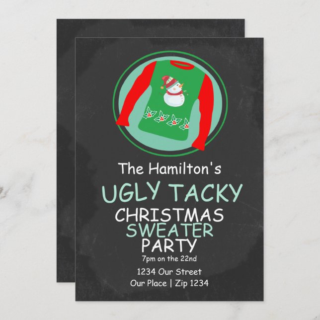 Ugly Christmas Sweater Party Invitation (Front/Back)