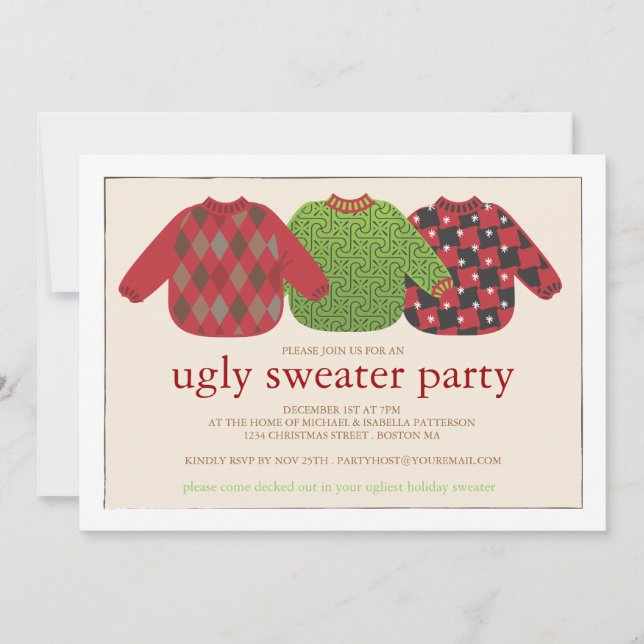 Ugly Christmas Sweater Party Invitation (Front)