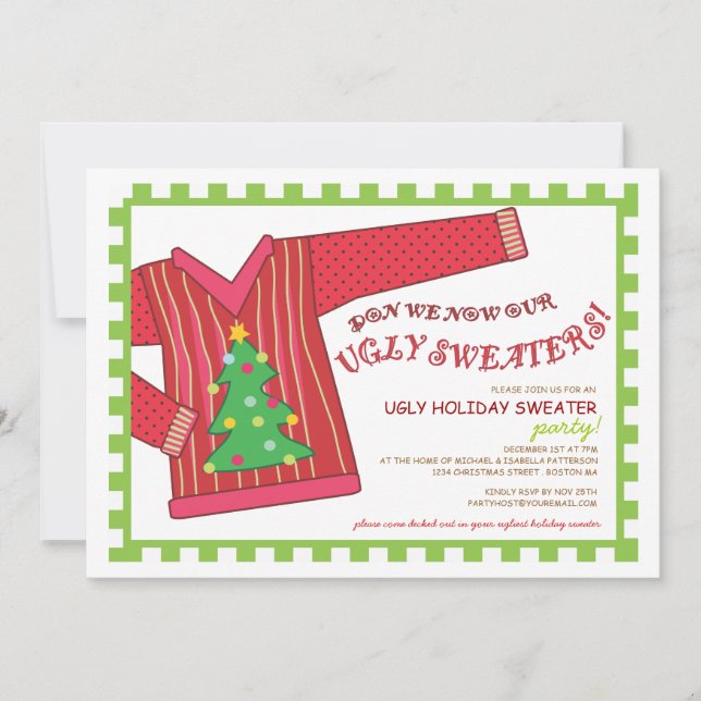Ugly Christmas Sweater Party Invitation (Front)