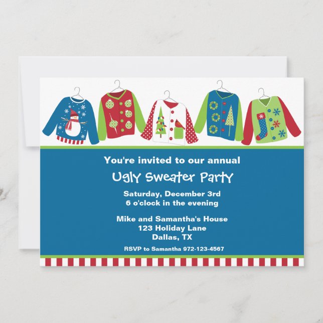 Ugly Christmas Sweater Party Invitations (Front)