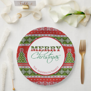Ugly Christmas Sweater Party   Red & Green Paper Plate