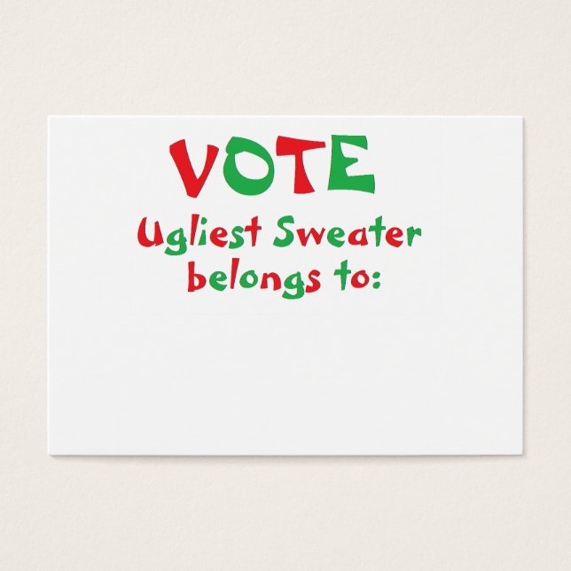 "Ugly Christmas Sweater Party" Voting Cards (Front)