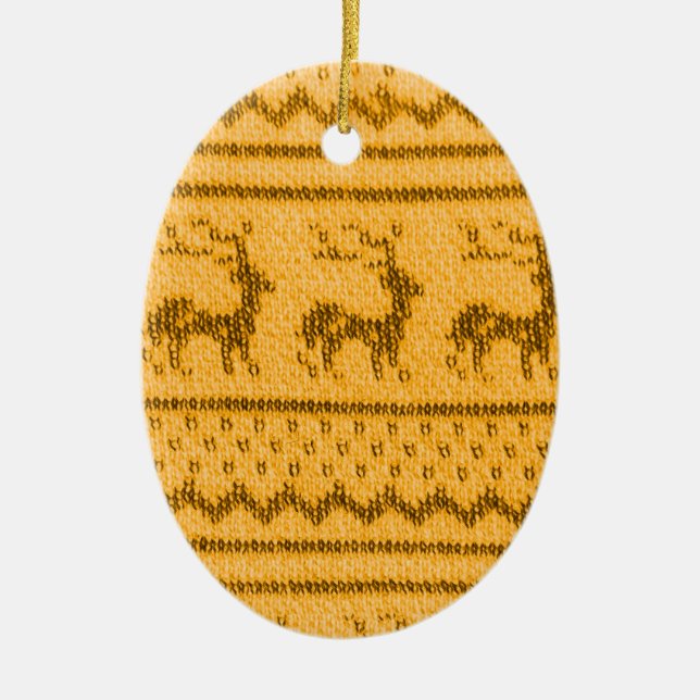Ugly Christmas Sweater pattern Ceramic Tree Decoration (Front)