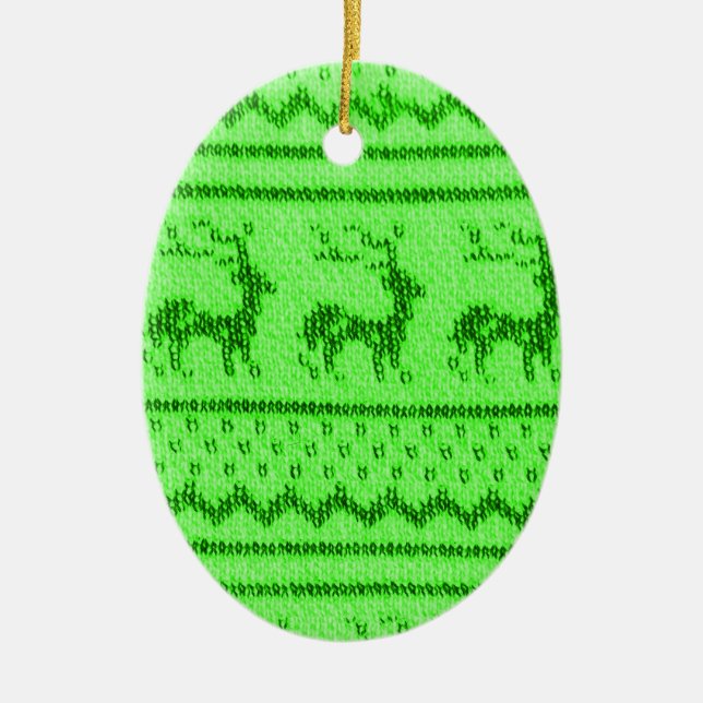 Ugly Christmas Sweater pattern Ceramic Tree Decoration (Front)