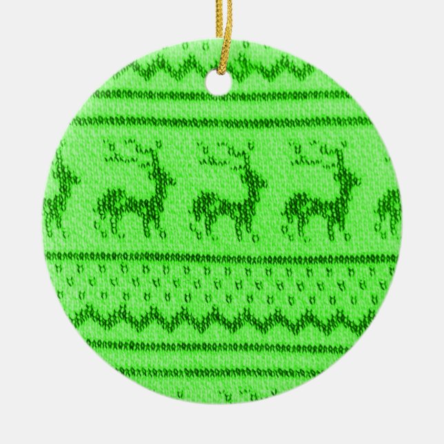 Ugly Christmas Sweater pattern Ceramic Tree Decoration (Front)