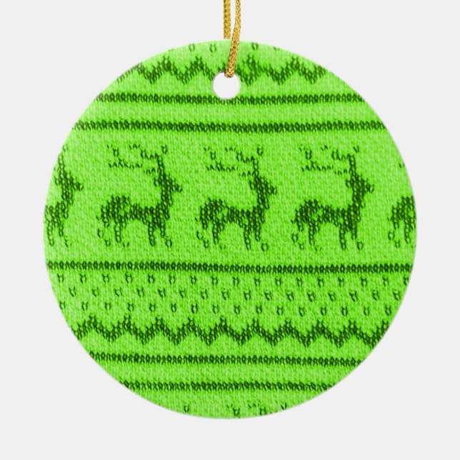 Ugly Christmas Sweater pattern Ceramic Tree Decoration (Front)