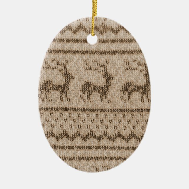 Ugly Christmas Sweater pattern Ceramic Tree Decoration (Front)