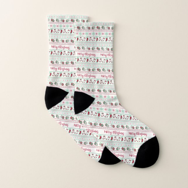 Ugly Christmas Sweater Pattern Holiday Socks (Pair)