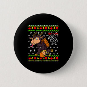 Ugly Christmas Sweater Pattern Kids Krampus Basket 6 Cm Round Badge
