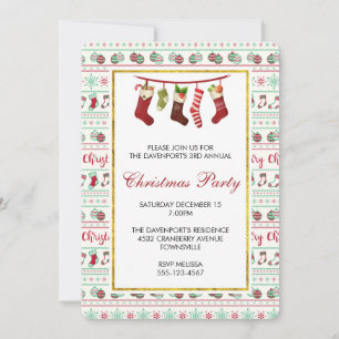 Ugly Christmas Sweater Pattern Party Invite