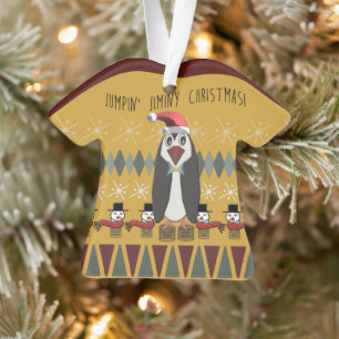 Ugly Christmas Sweater Penguin Gold - Personalized Ornament