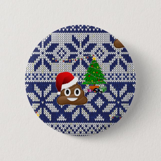 ugly Christmas sweater poop emoji 6 Cm Round Badge (Front)