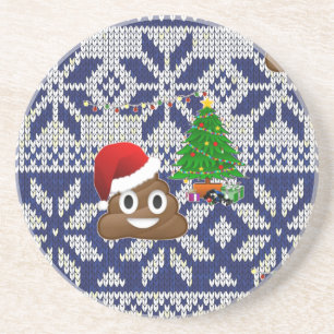 ugly Christmas sweater poop emoji Coaster