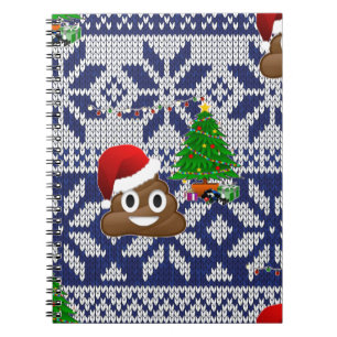ugly Christmas sweater poop emoji Spiral Notebook