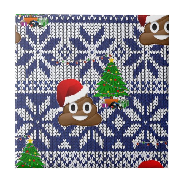 ugly Christmas sweater poop emoji Tile (Front)