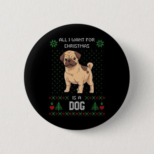 Ugly Christmas Sweater Pug Ugly Sweater Dog 6 Cm Round Badge