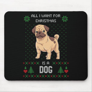 Ugly Christmas Sweater Pug Ugly Sweater Dog  Mouse Pad