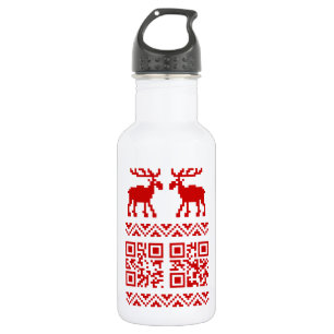 Ugly Christmas Sweater QR Code Happy New Year ! 532 Ml Water Bottle