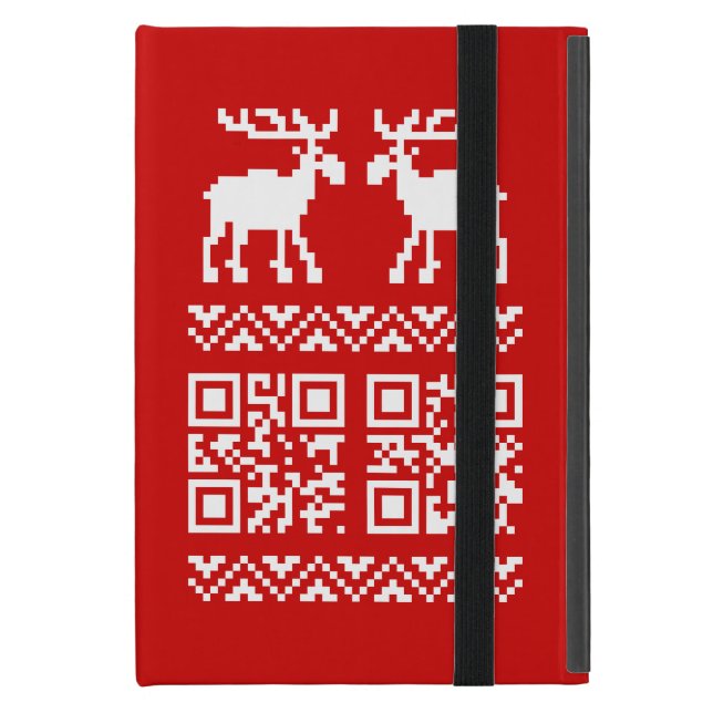 Ugly Christmas Sweater QR Code Happy New Year ! Cover For iPad Mini (Front Closed)