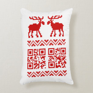 Ugly Christmas Sweater QR Code Happy New Year ! Decorative Cushion