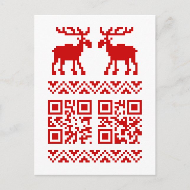 Ugly Christmas Sweater QR Code Happy New Year ! Holiday Postcard (Front)