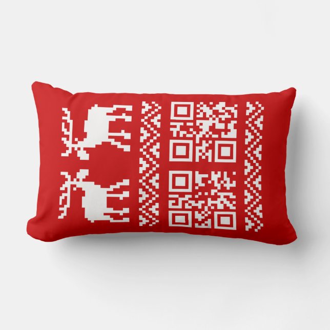 Ugly Christmas Sweater QR Code Happy New Year ! Lumbar Cushion (Front)