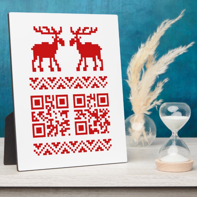 Ugly Christmas Sweater QR Code Happy New Year ! Plaque (Side)