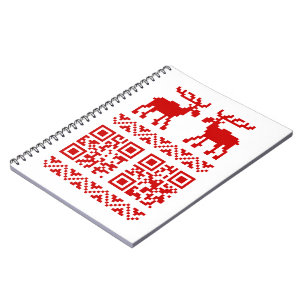 Ugly Christmas Sweater QR Code Happy New Year ! Spiral Notebook