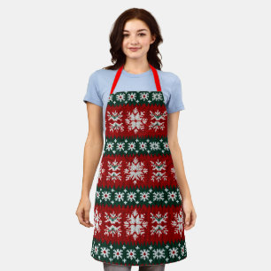 Ugly Christmas Sweater Red And Green Apron