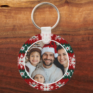 Ugly Christmas Sweater Red And Green Key Ring