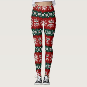 Ugly Christmas Sweater Red And Green Leggings