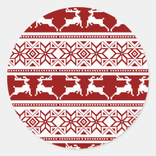 Ugly Christmas Sweater Reindeer Classic Round Sticker