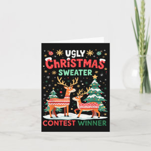 Ugly Christmas Sweater Reindeer Contest Winner Hol Card