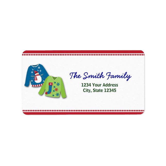 Ugly Christmas Sweater Return Address Labels (Front)
