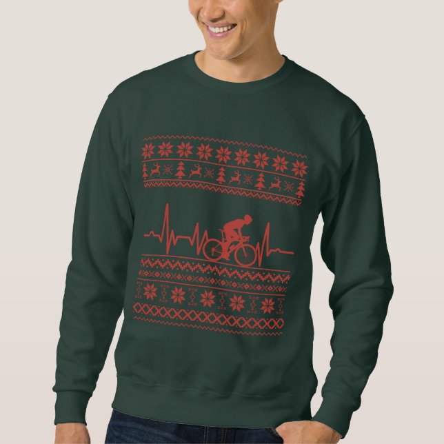 Ugly christmas sweater riding a bike (Front)