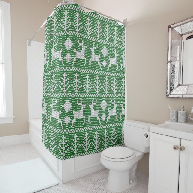 Ugly Christmas Sweater Shower Curtain (In Situ)