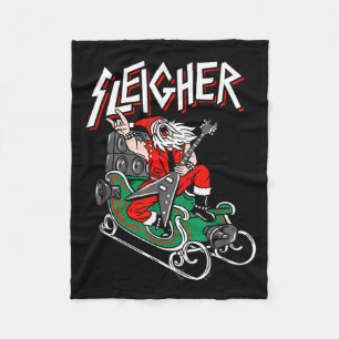 Ugly Christmas Sweater Sleigher Heavy Metal Santa  Fleece Blanket