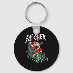 Ugly Christmas Sweater Sleigher Heavy Metal Santa  Key Ring