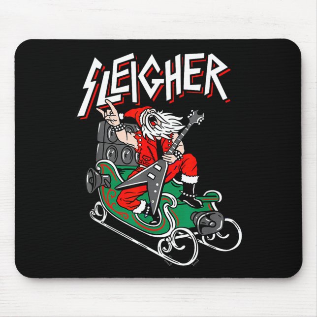 Ugly Christmas Sweater Sleigher Heavy Metal Santa  Mouse Pad (Front)