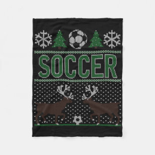 Ugly Christmas Sweater Soccer Fleece Blanket